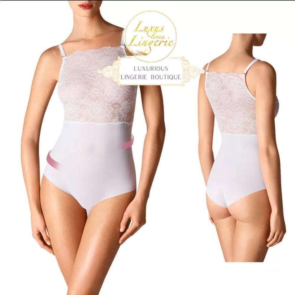 WOLFORD Lace Mesh Strappy‎ Bodysuit Size 8 in White NEW